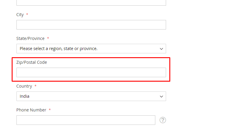not mandatory zipcode