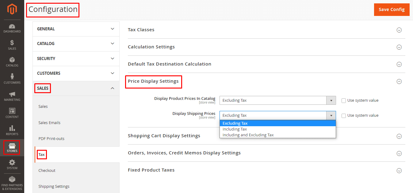 price incl excl tax magento 2