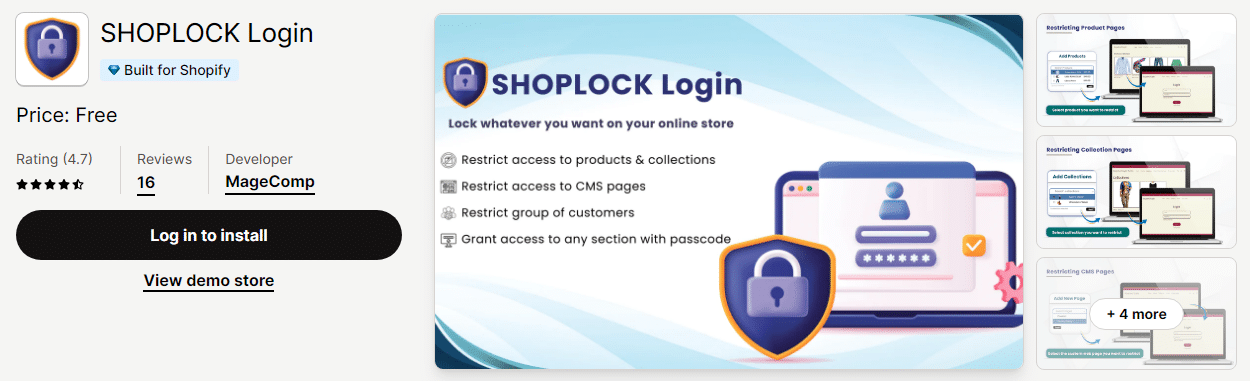 SHOPLOCK Login Shopify App