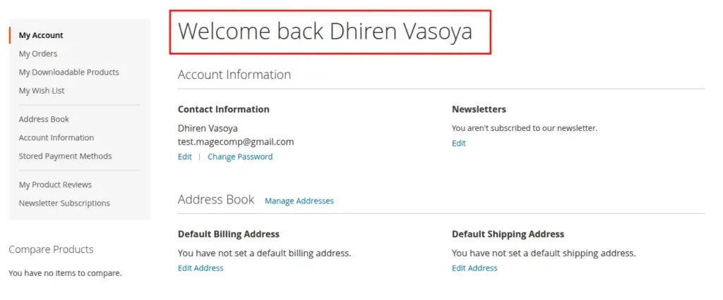 My account Page title after